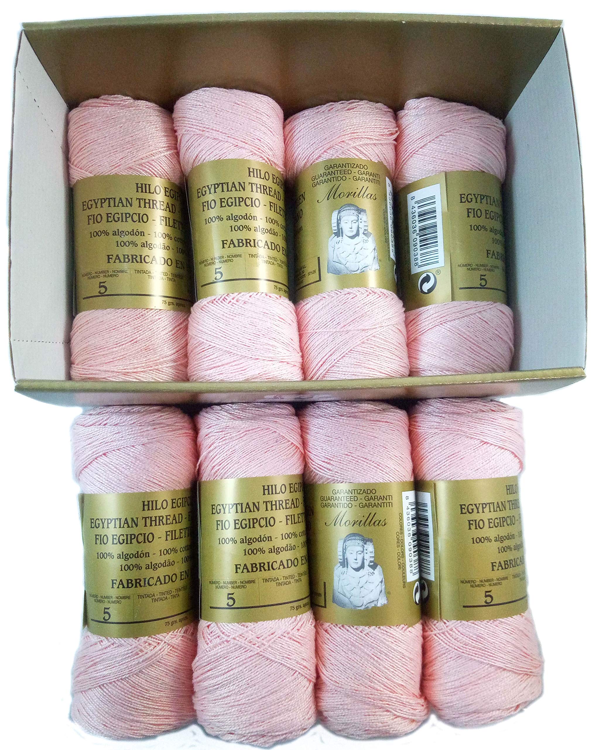 Confezione da 8 Zepelines Ne 5/2 rosa 8 in 100% cotone egiziano mercerizzato per lavori a maglia o all'uncinetto con una finitura elegante