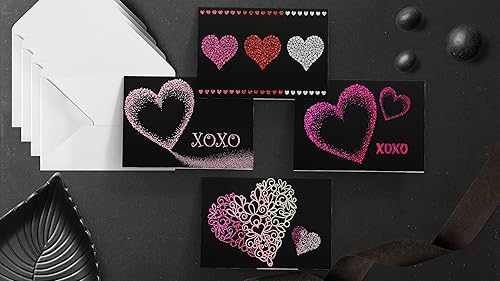 Miniatura 6 de Better Office Products Paquete de 24 tarjetas de notas de corazón con purpurina, tarjetas de felicitación de amor, 4 x 6 pulgadas, 8 diseños