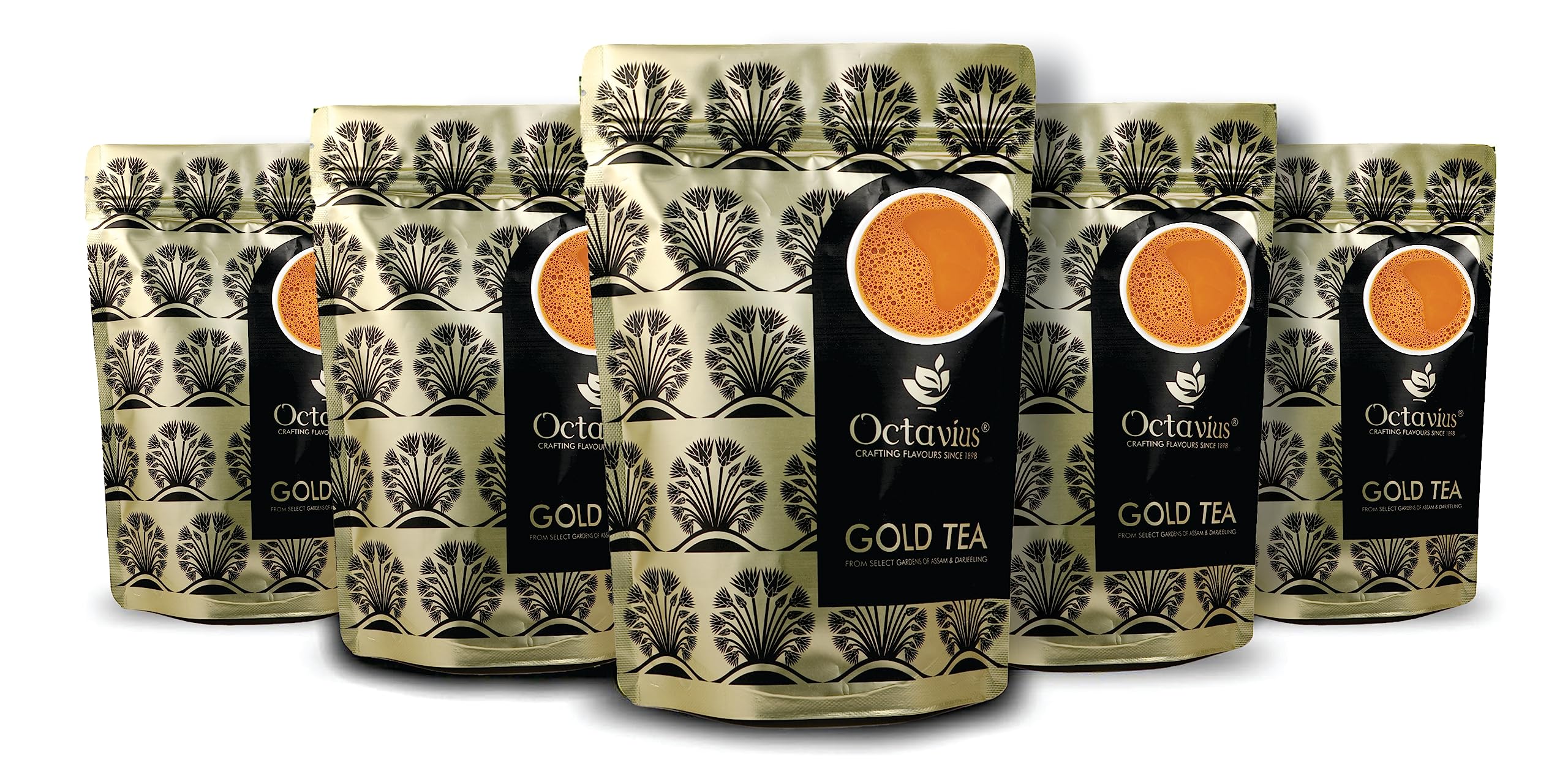 Octavius Gold CTC Tea - 5 kg|Consists 85% Kadak Assam Black Tea & 15% Aromatic Darjeeling Long Leaf Tea| Perfect Combination Of Strength & Aroma|Blended For Tea Connoisseurs | Pack Of 1kg x 5