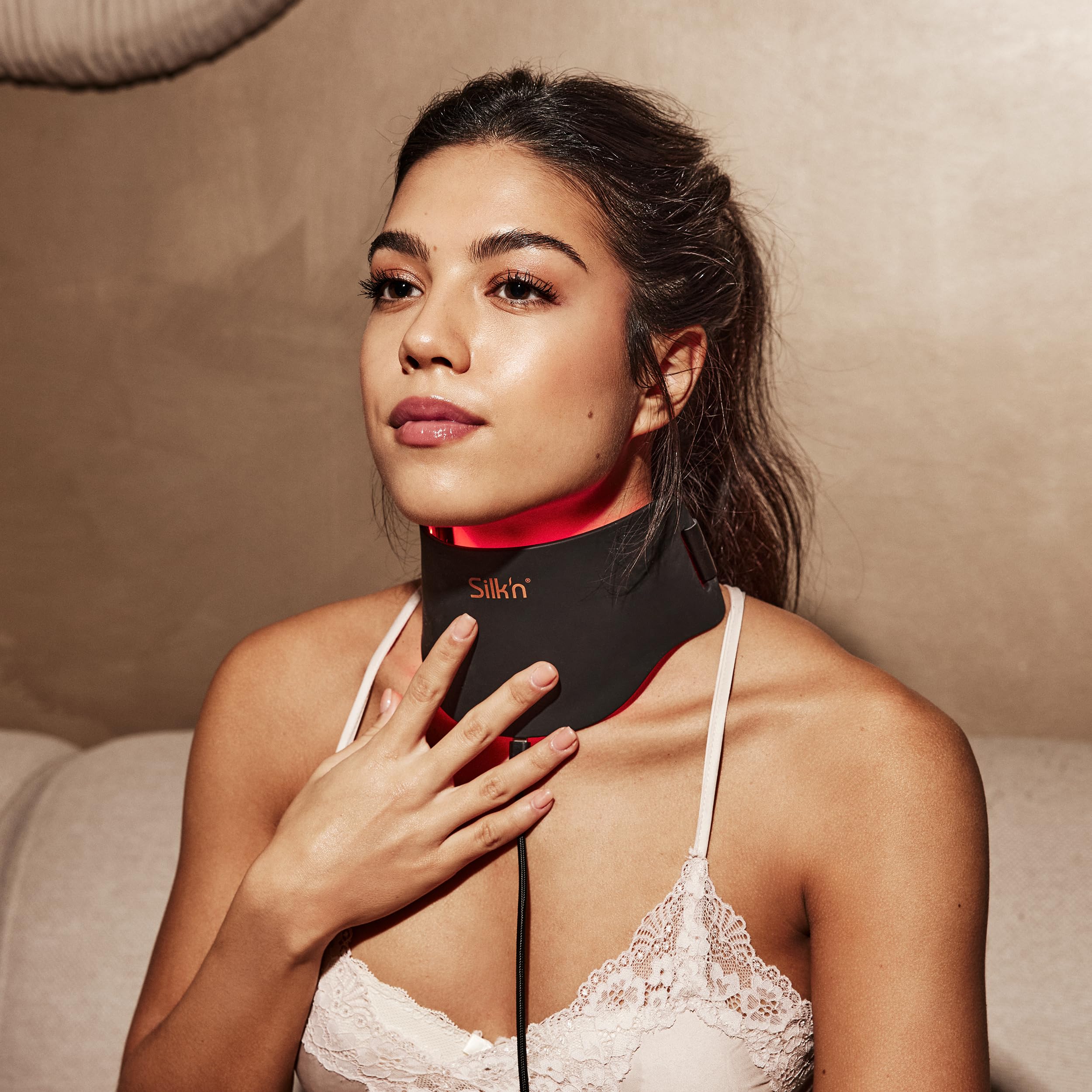 Silk'n Set Maschera LED per viso e collo | Maschera LED Dual | Maschera di bellezza con fototerapia per viso e collo | Cura della pelle | Nero