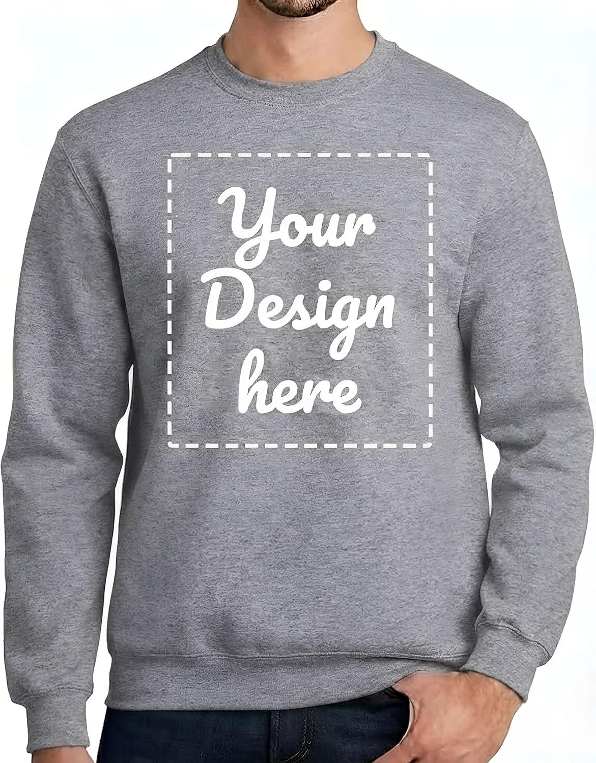 BILLIONHATS Custom Crewneck Sweatshirt for Men & Women Personalized Sweatshirts with Photo, Logo or Text Printed Front & Back