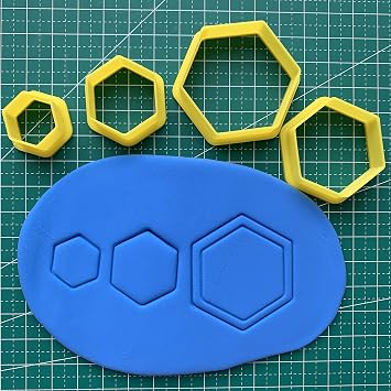 Set of 4 Hexagon Shaped Cutters Made for Use with Polymer Clay