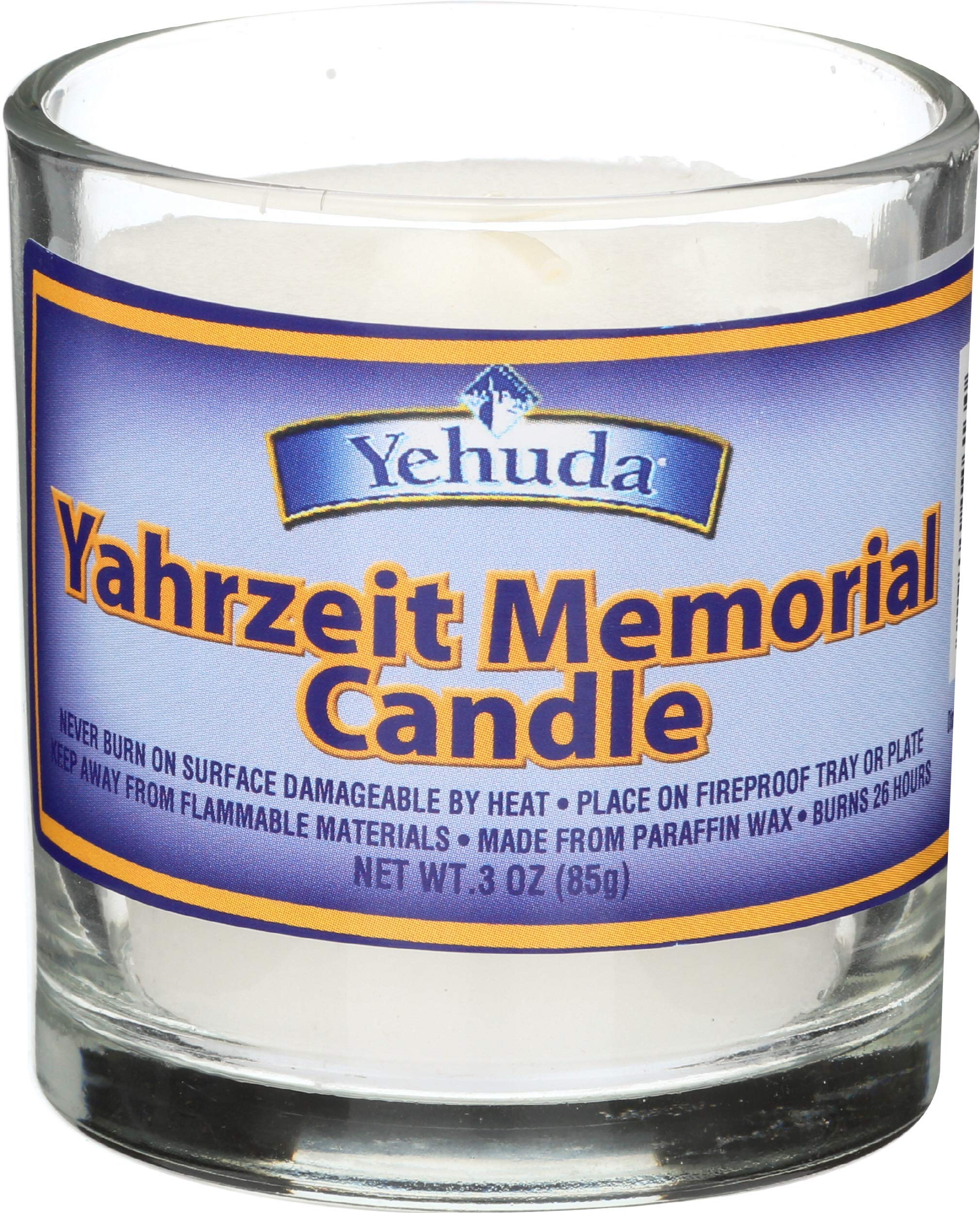 Yehuda Matzo Yahrzeit Memorial Candle, White