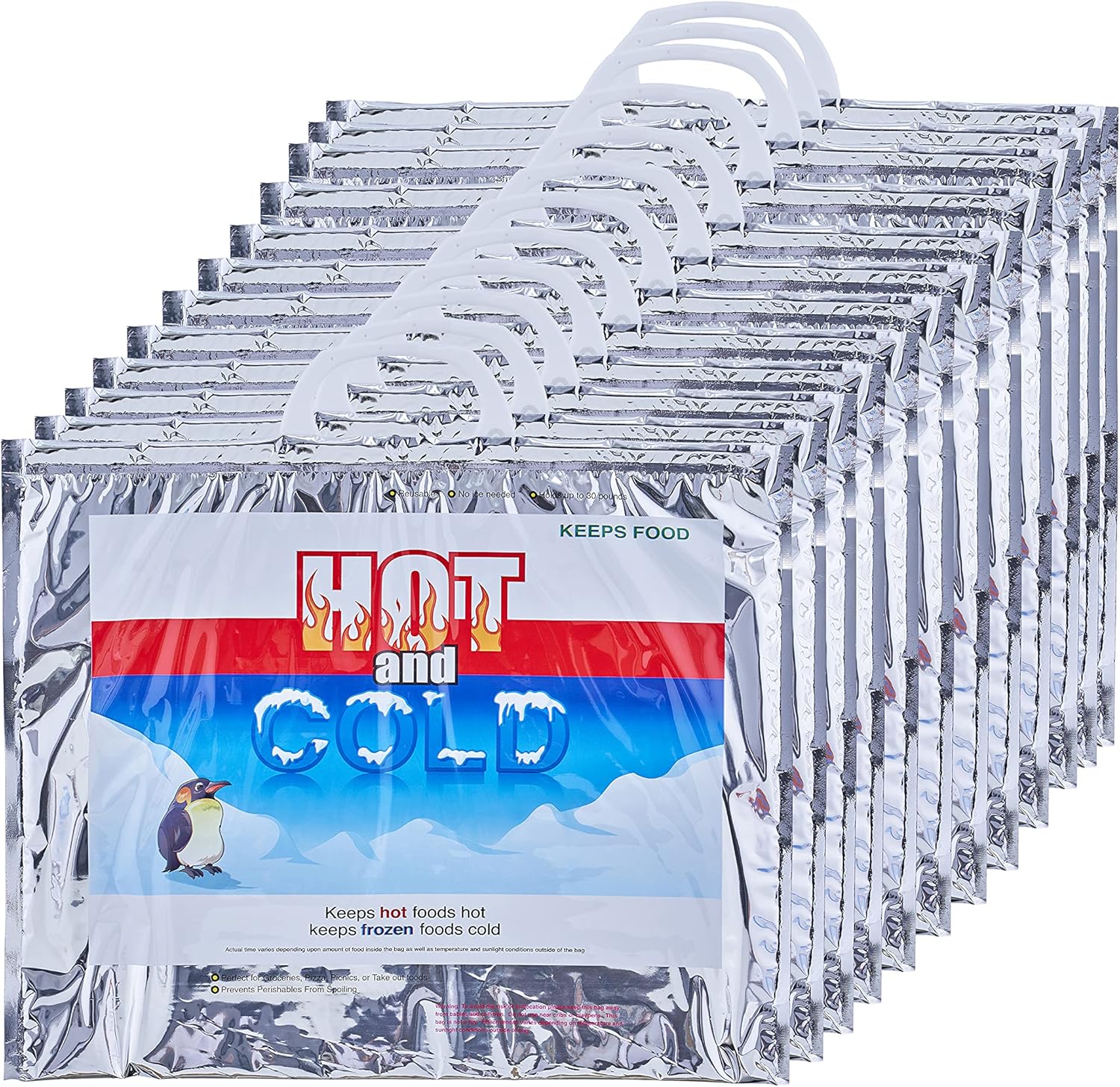 Superio Hot and Cold Insulated Bags for Food Delivery, Grocery Shopping Bags, Food Storage for Hot and Frozen Food for Travel, Disposable Cooler Bag