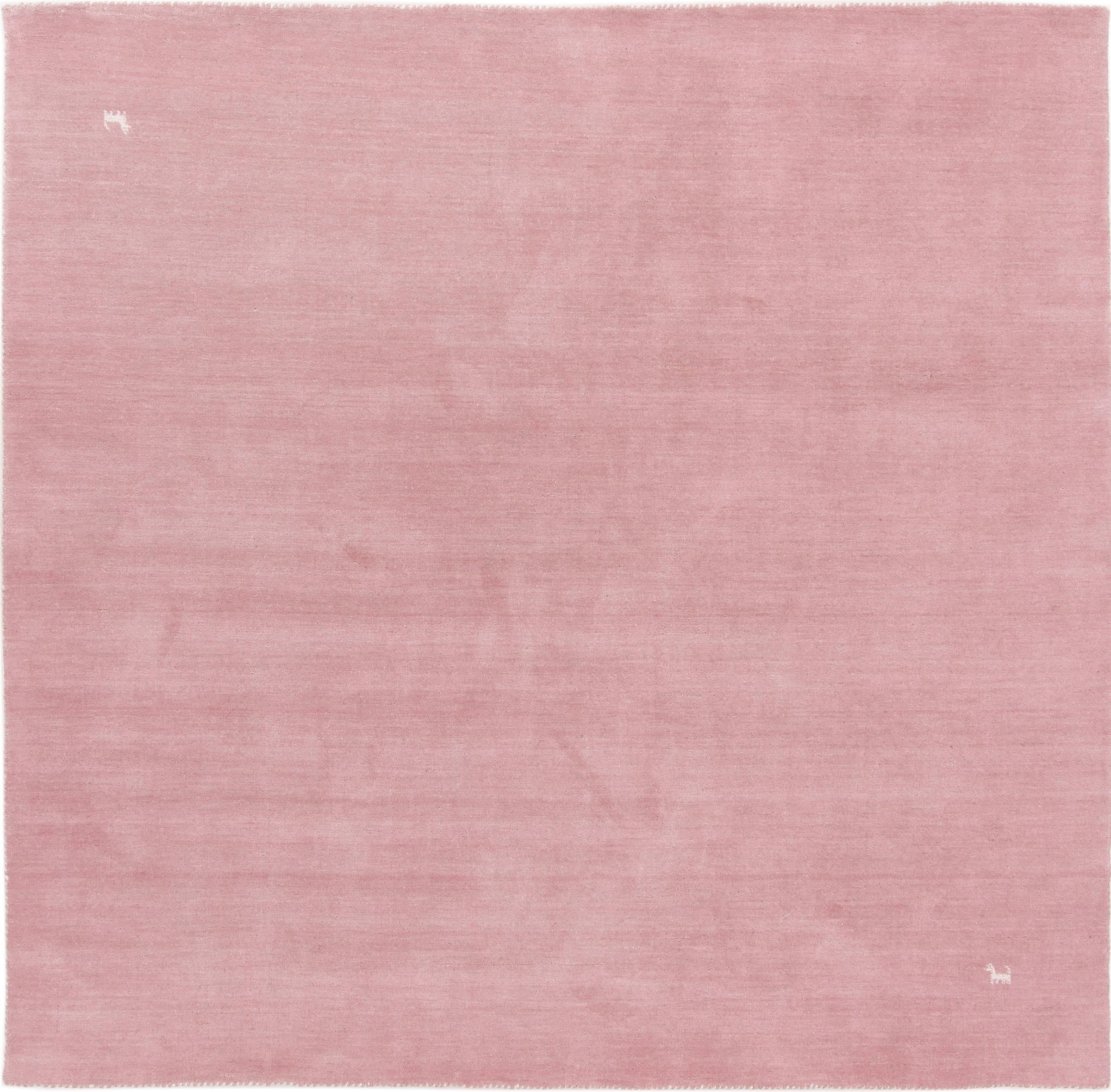 Tapis Gabbeh en laine fait main rose vieux carré 145x148 unique
