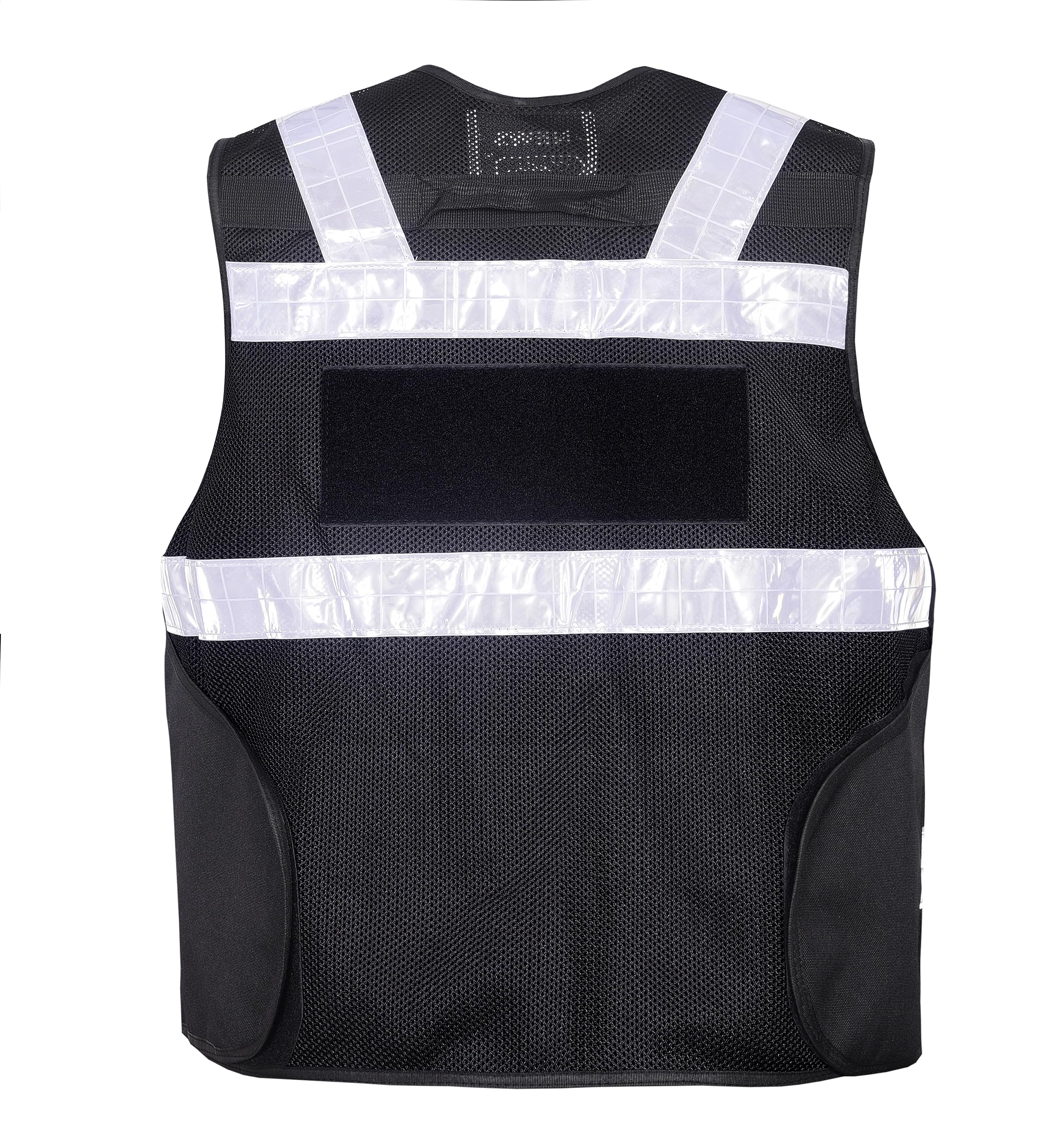 Pielini Sicherheitsweste Reflektierend Schwarz 200 + 2 Patch SECURITY | Verstellbar