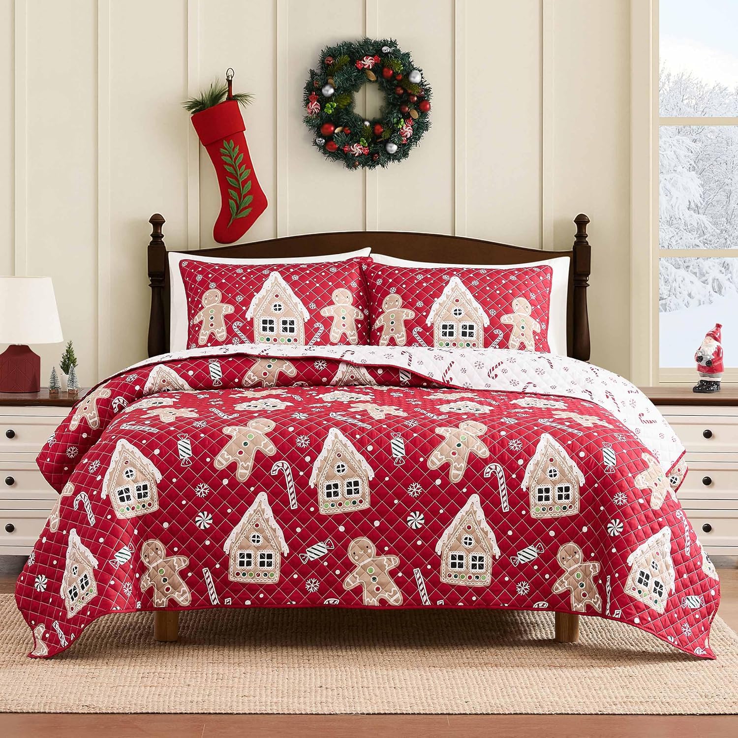 Avanti Linens - Twin Quilt Set, Reversible Bedding with Matching Sham, Medium Weight Bed Set, Christmas Room Decor (Holiday Lane)
