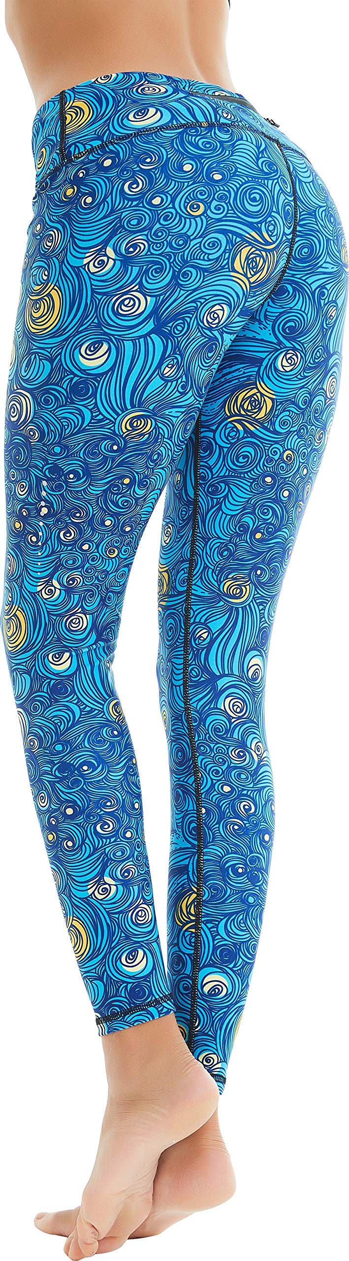 COOLOMG Women Yoga Leggings Running Tights Low Rise Leggings Workout Gym with Hidden Pockets