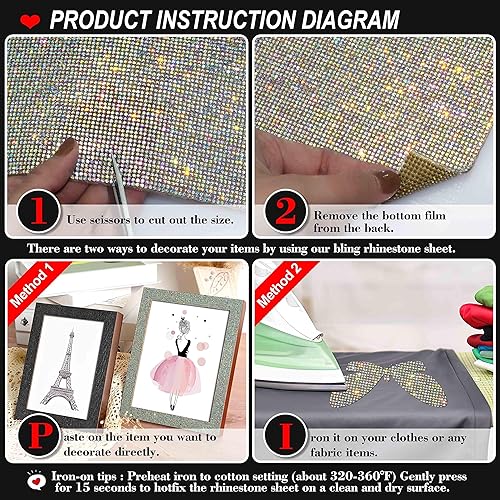 Miniatura 2 de Locacrystal Adhesivo con diamantes de imitación para decoración de automóvil, autoadhesivas, con purpurina, para decoración de automóviles y