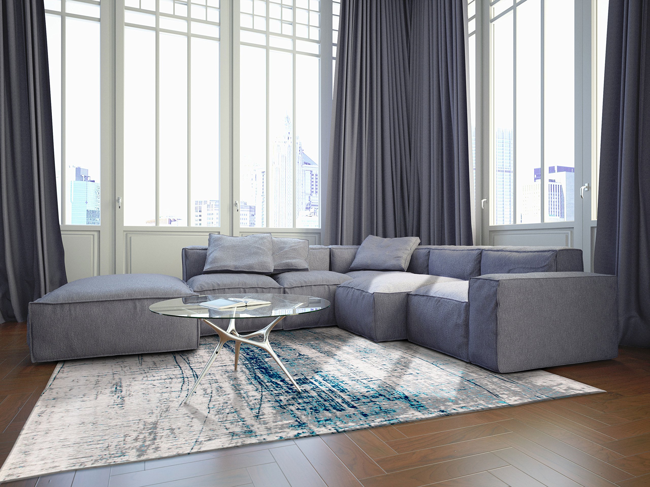 Louis de Poortere Mad Men Griff 8421 Bronx Azurite Rug, 4'7