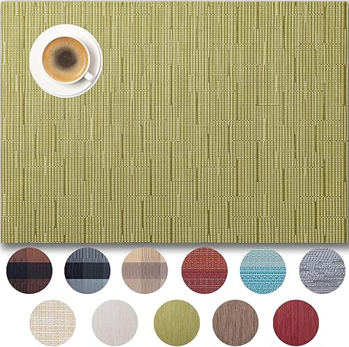 Miniatura 21 de Juego de 4 manteles individuales de vinilo tejido fácil de limpiar para mesa de comedor, interiores y exteriores, manteles individuales de PVC