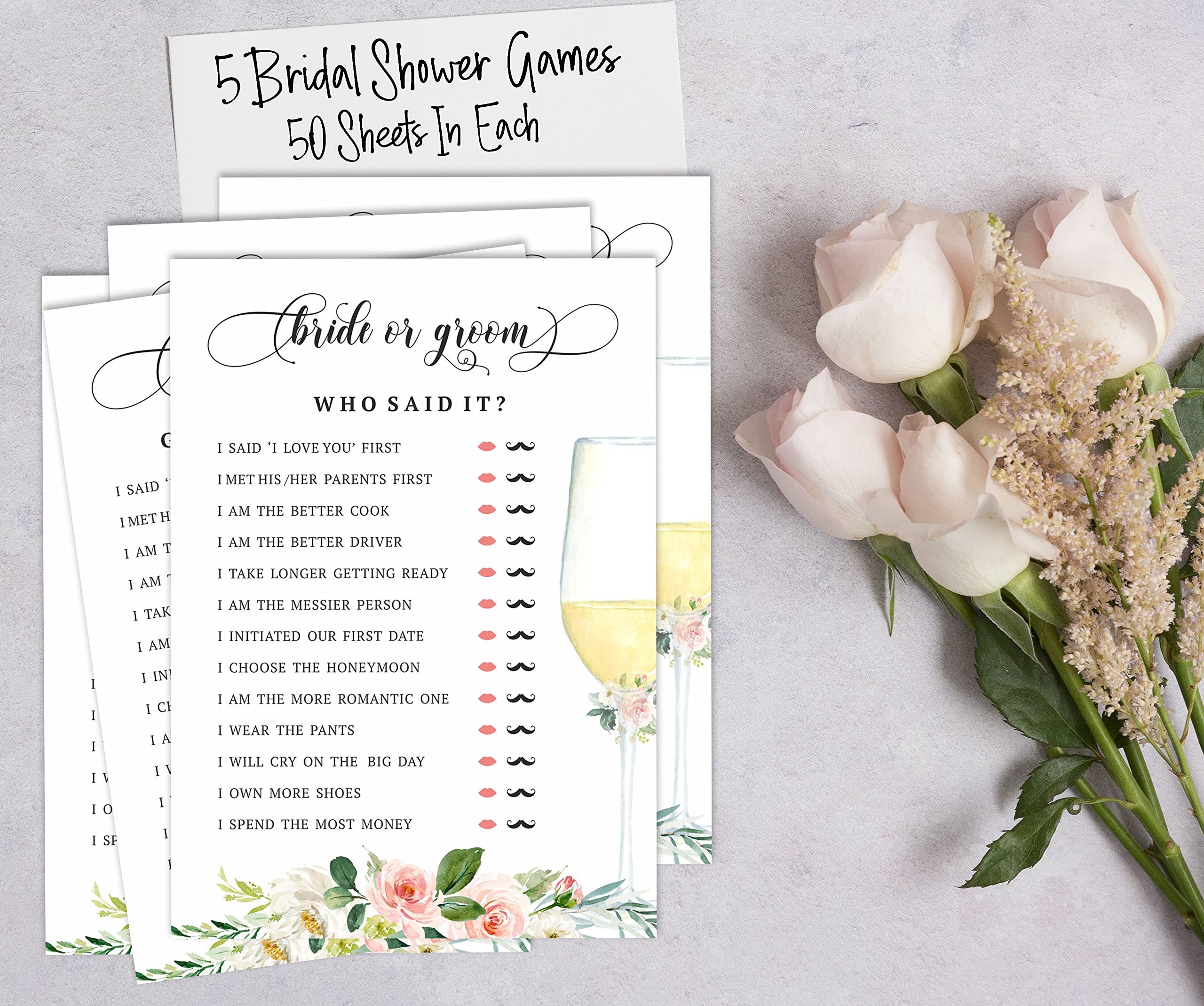 Inkdotpot Brunch Floral Et Bouillonne Giochi da Sposa A Tema Set da 5 (attività per 50 Ospiti) Divertenti Giochi di Addio al Nubilato Set di Pacchetti