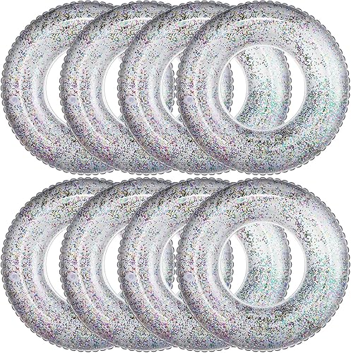 Miniatura 9 de Wettarn Flotadores inflables de piscina, juguetes para natación, tubos de natación, anillos interiores de lentejuelas con purpurina, tubo de piscina