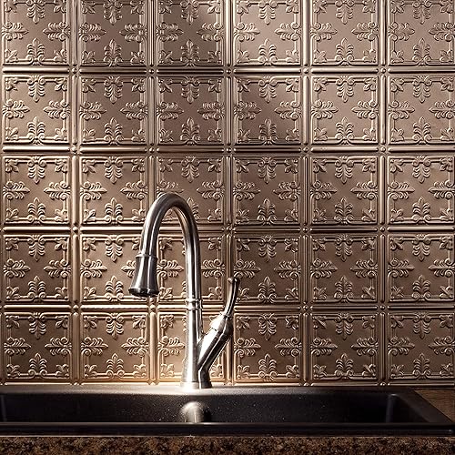 Miniatura 25 de FASÄDE Panel decorativo para salpicaduras de vinilo de estilo tradicional / patrón 10 en bronce antiguo (muestra de 6 x 6 pulgadas)