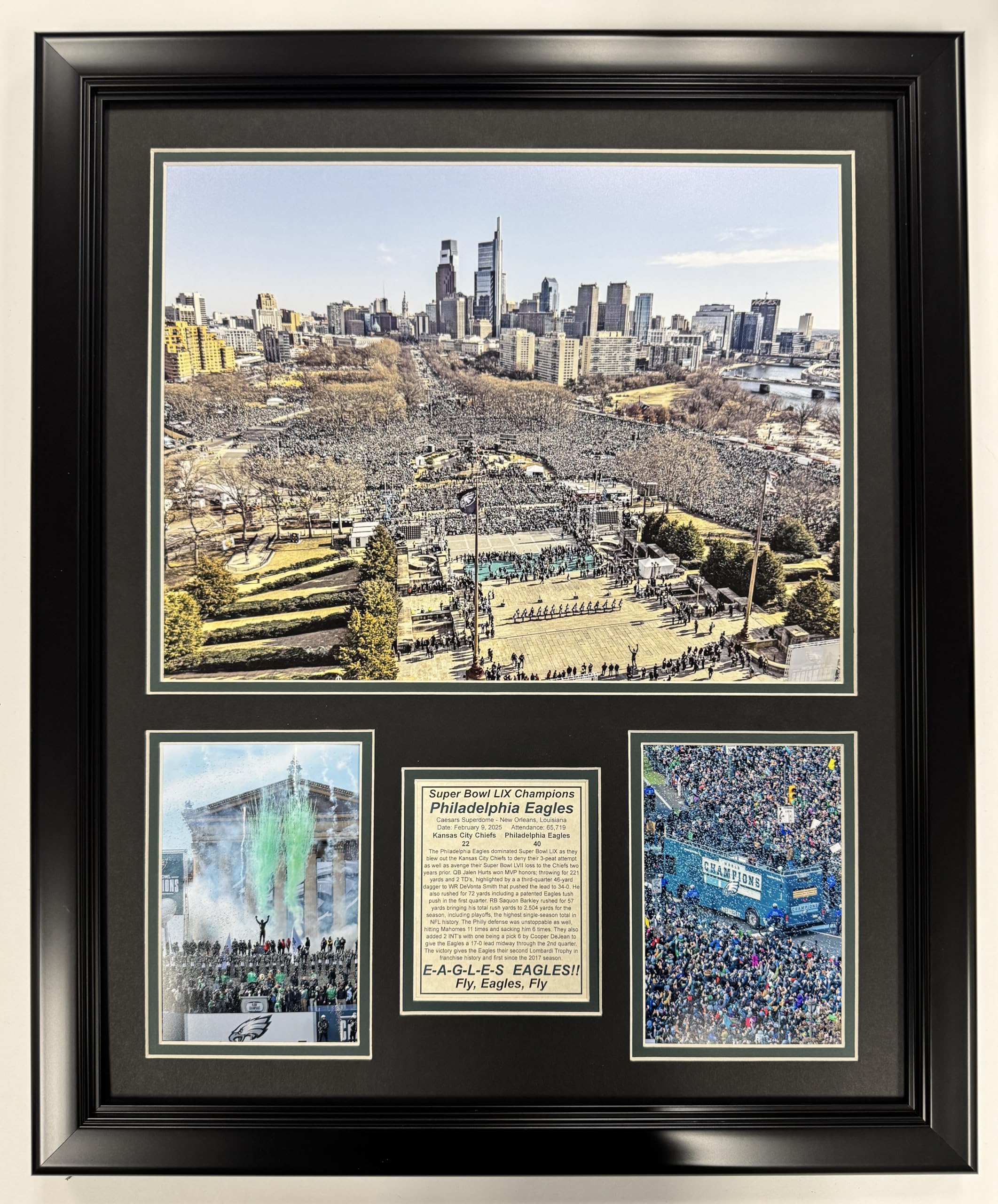 2024 Eagles SB LIX 59 Champions | Collectible Philadelphia Football Memorabilia | Framed Picture and Photo Collage Gifts | (Eagles Parade, 18"x22", Framed) — image 1