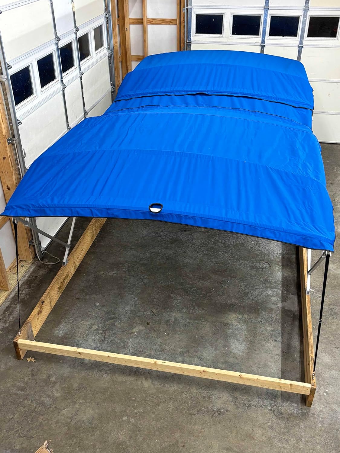 SunPro Series, Lab Certified 50+ UPF Monster Double Pontoon Boat Bimini Top in Blue, 18' Long, 8' Wide, fits 91-96" Wide, Complete Dual Kit with Frame, Canopies w/Storage Boots, Hardware