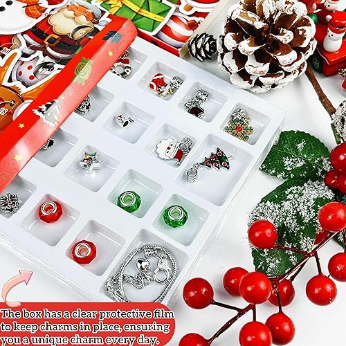 Miniatura 4 de Calendario de Adviento 2023 para niñas, kit de joyería para hacer pulseras, calendario de cuenta regresiva de 24 días de Navidad, regalo de Navidad