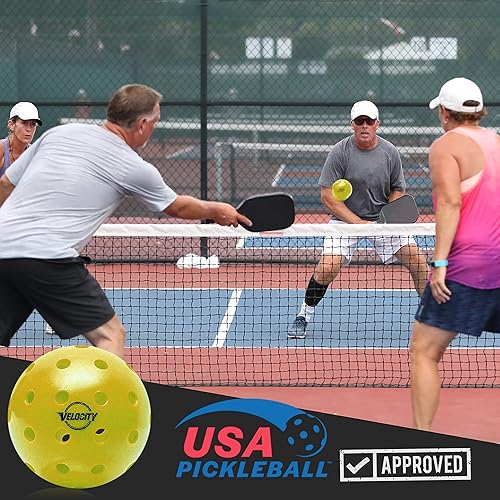 Miniatura 6 de Velocity Pickleballs de primera calidad - Certificado USAPA  Diseño de 40 agujeros para un máximo rendimiento al aire libre  Tamaño y peso oficiales