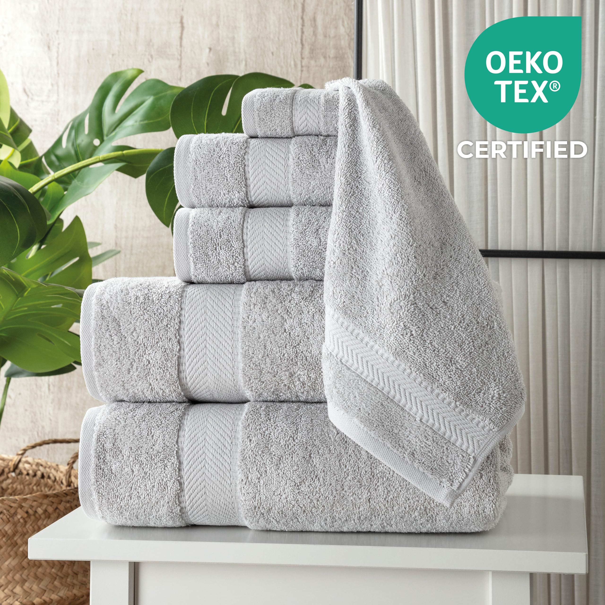 TEXTILOM Juego de toallas de 6 piezas, 2 toallas de baño, 2 toallas de mano, 2 paños, 100% algodón de lujo, toallas de baño de calidad de hotel, toallas de mano suaves, lavables, altamente absorbentes