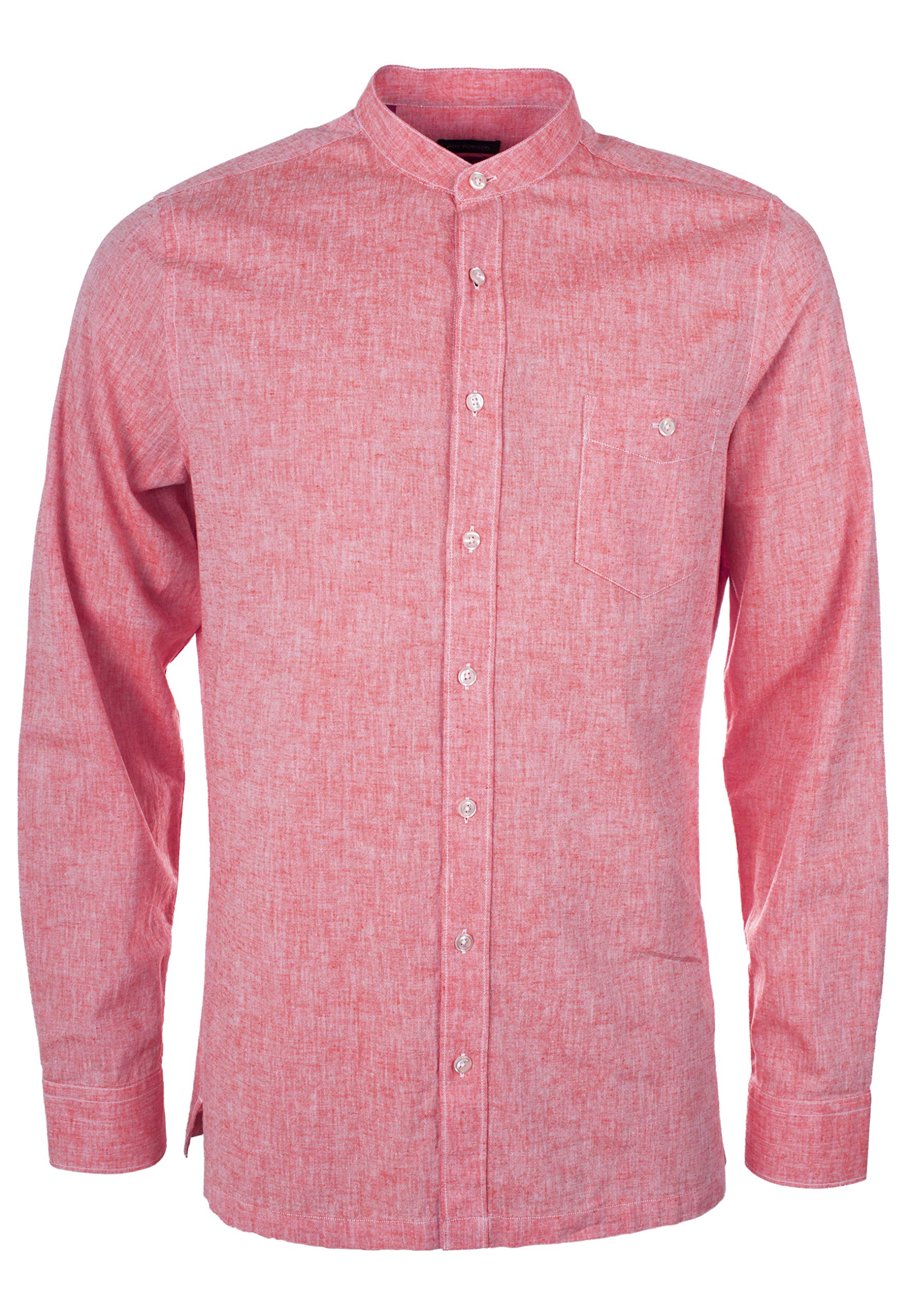 Men's Herren Hemd Aus Baumwolle Langarm Mit Stehkragen-Slim Fit Shirt
