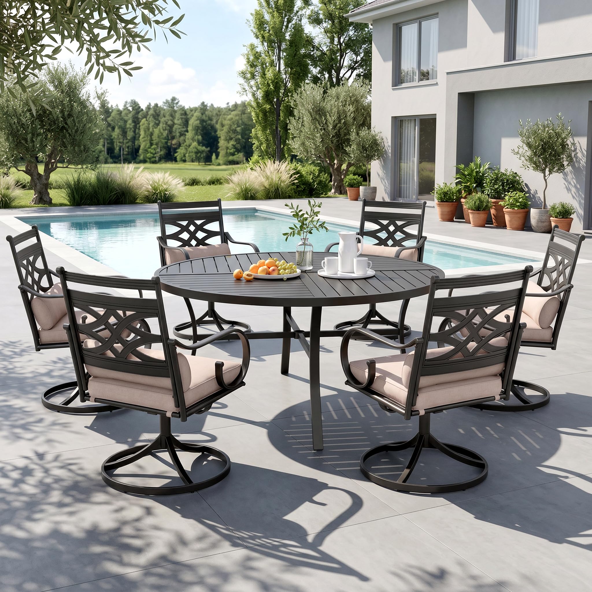 Sophia and William Swivel Patio Dining Set for 6