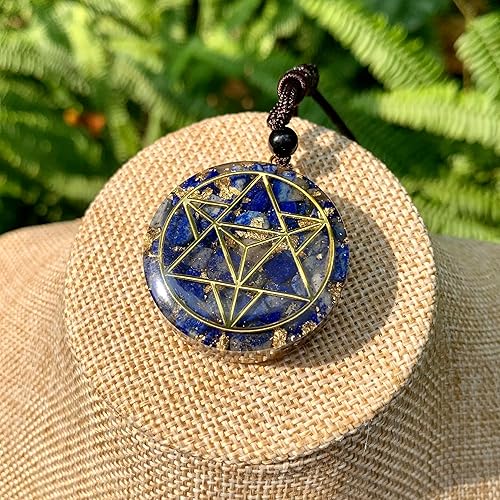 Miniatura 3 de PSEEHEE Collar con colgante de orgón curativo de orgón de lapislázuli, orgonita y chakras, curación de reiki, piedras de cristales espirituales para