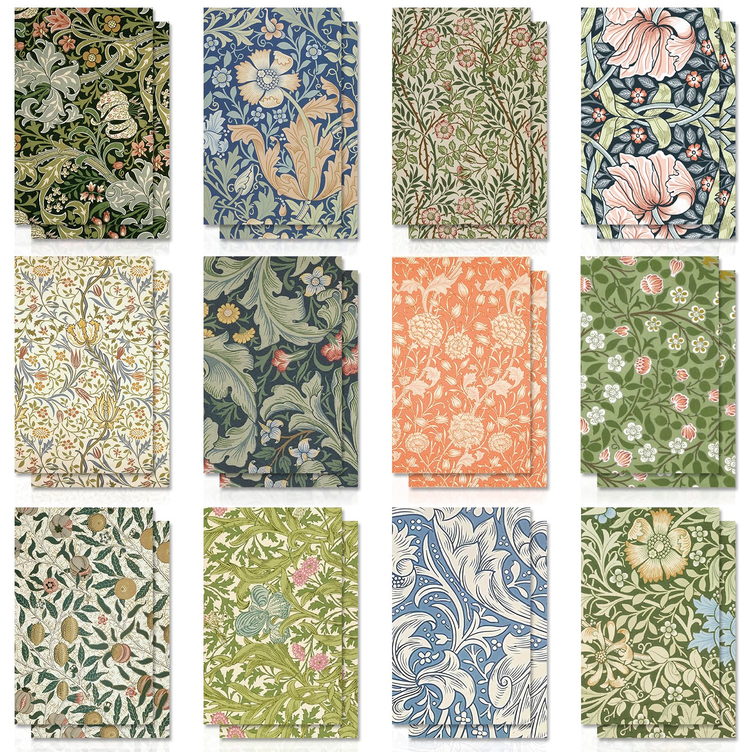 24 Pcs Mini William Morris Floral Notebooks, Mini Notebook Collections Inspirational Notepads Small Pocket Notebook for Kids Teacher School Office Gift Bulk Prizes Travel Supplies
