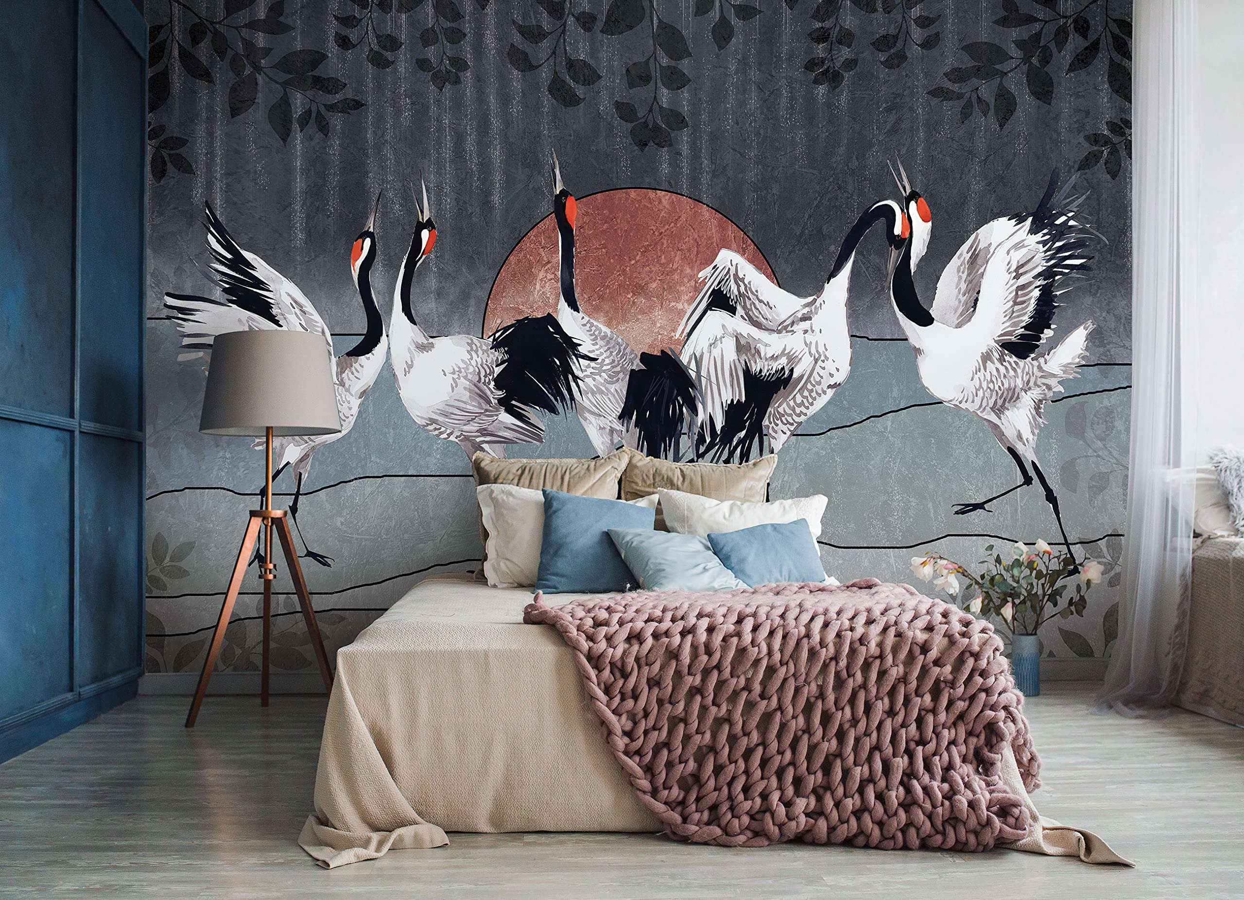 WallArena - Żurawie do tapet winylowych - VEXL (208 x 146 cm) 2 sztuki tapety do salonu i sypialni - - Tapety - Pokrycie ścian - Ściana funkcyjna i ściana ze zdjęciami - Żuraw