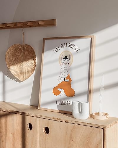 Miniatura 4 de HAUS AND HUES Póster de Let That Shit Go  Arte de pared con impresiones zen, decoración de yoga, divertido arte de pared de Buda con texto en inglés