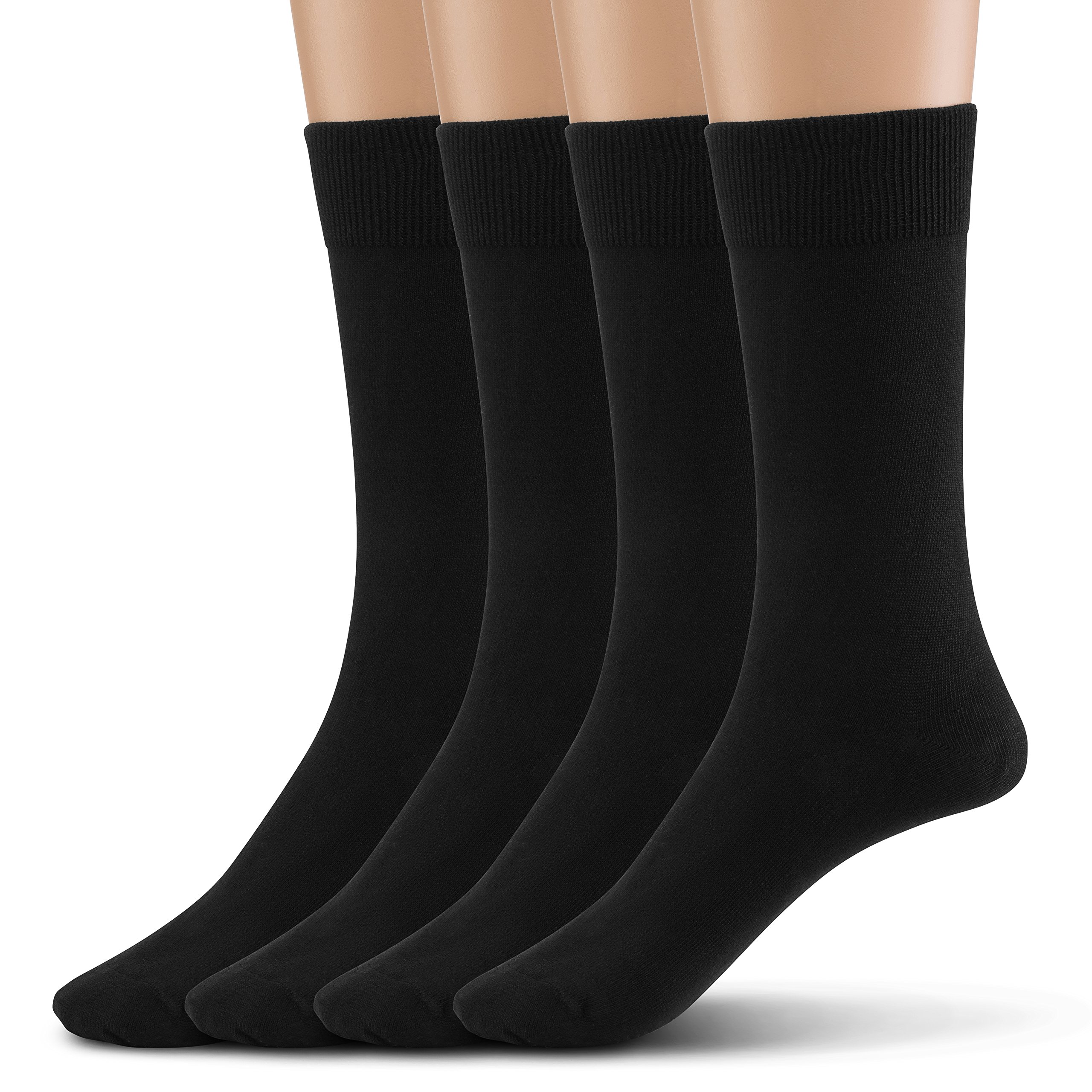 Modal Mens Crew Socks, Formal Mid-Length Dress Calf Socks 2 or 4 Pk