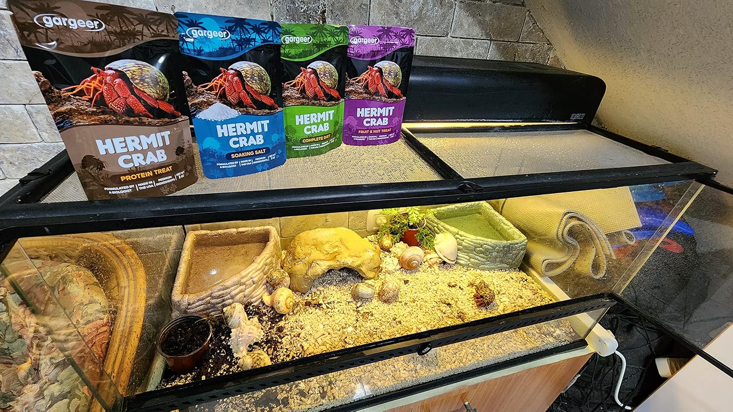 Gargeer Hermit Crab Feast Set: Complete Diet, Protein Treat, Fruits & Nuts Treat, Ocean Soaking Salt - All-in-One Nutrition for Happy Hermies! All Natural Premium Ingredients, Made in the USA. Enjoy..