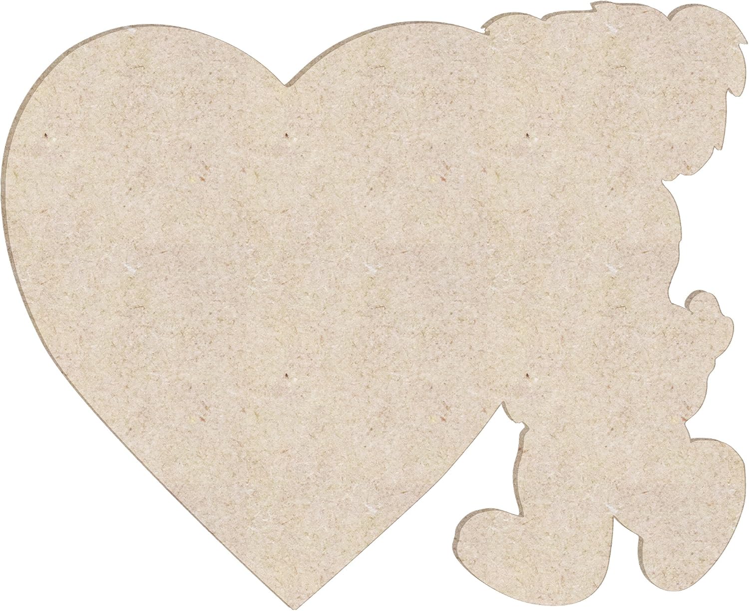 12" Teddy Bear Heart Unfinished Wood Cutout Shape