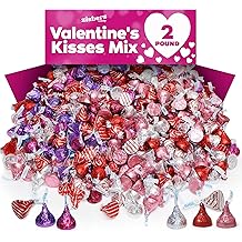 Valentine&rsquo;s Day Kisses Variety Mix - 2 Pound Bulk Individually Wrapped Assorted Chocolates Candies, Valentine Milk Chocolate Candy for Parties, Gift Bags, Classroom Exchange &amp; Celebrations