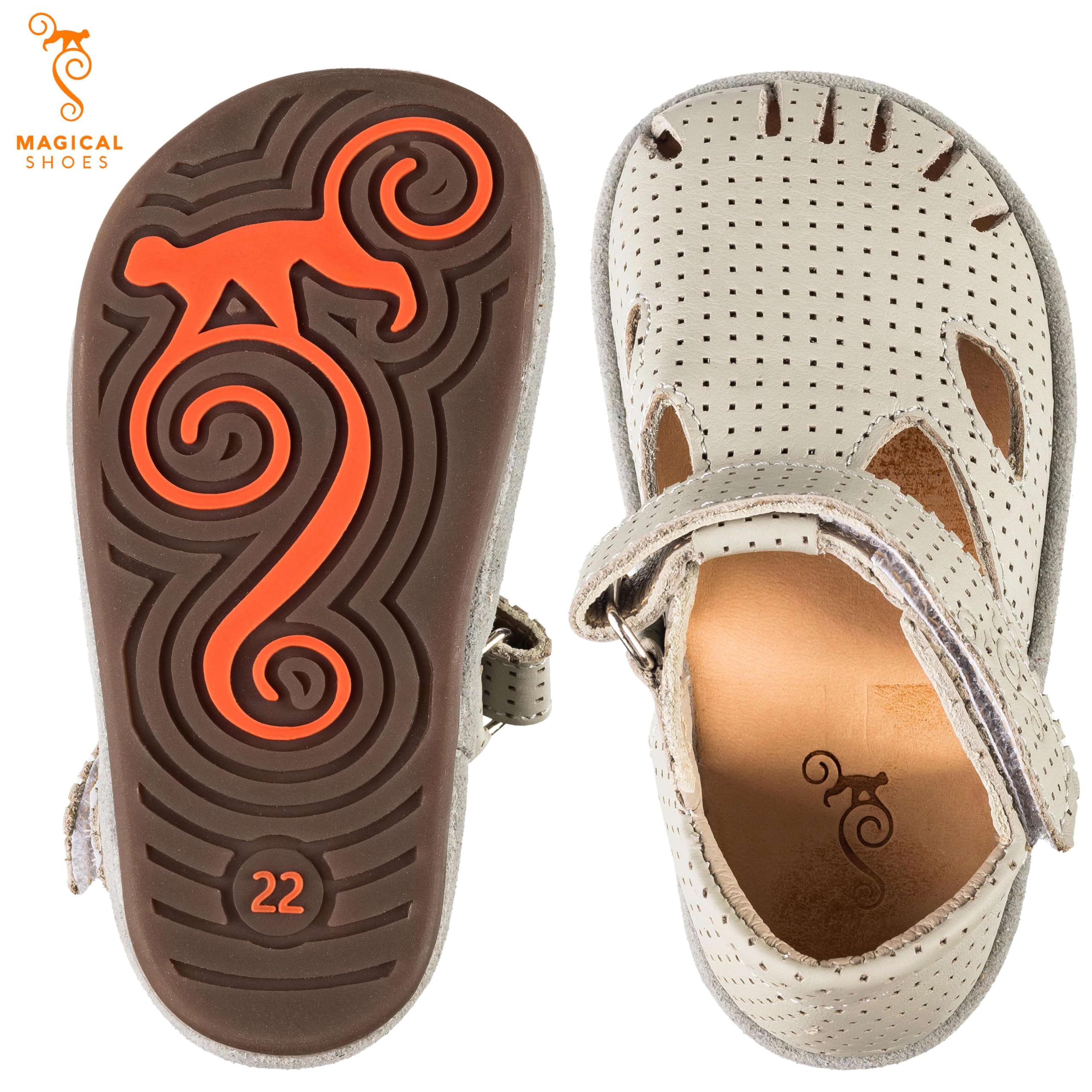 Magical Shoes Sandały dziecięce, buty boso dla dzieci, sandały dla dziewcząt i chłopców, minimalistyczne buty z zapięciem na rzepy, sandały barefoot Kids, rozm. 20-25, liliowe
