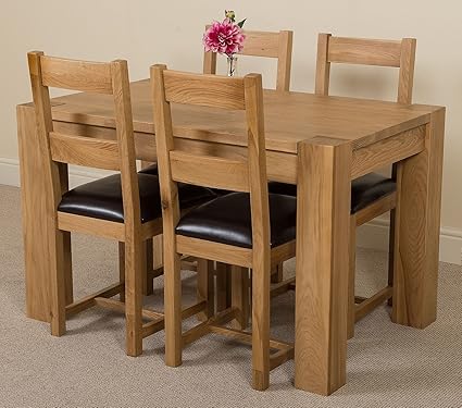 Oak Furniture King Kuba 125 X 80cm Oak Small Dining Table And 4 Chairs Dining Set Lincoln Chairs Amazon Co Uk Home Kitchen