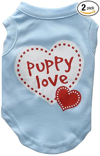 Mirage Pet Products 10-Inch Puppy Love Screen Print Shirt for Pets, Small, Baby Blue