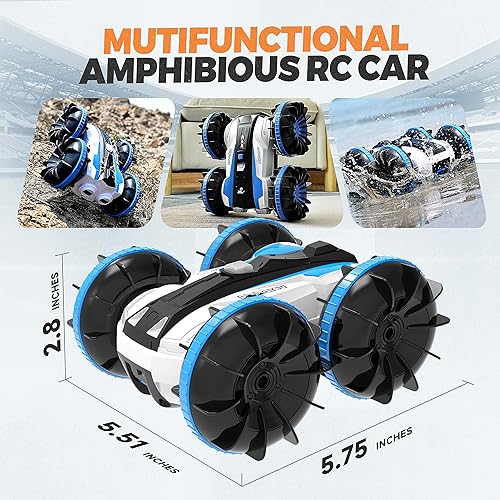 Miniatura 4 de ALPHAREV Juguetes para niños de 5, 6, 7, 8, 9 años de edad, A306 con control remoto anfibio, barco, impermeable, a control remoto, para niños, todo