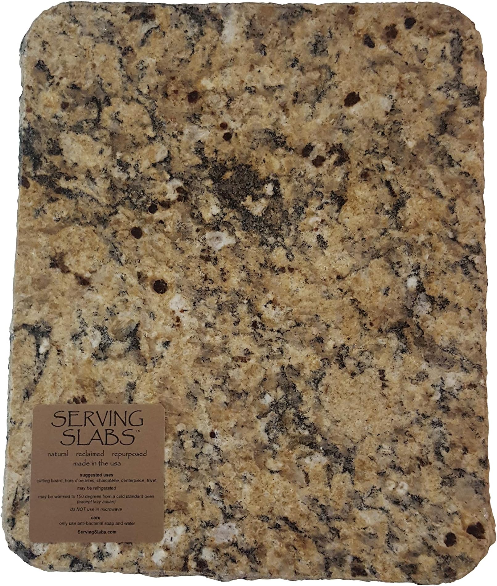 Handmade Reclaimed Granite Cheeseboard with Rough Chiseled Edge, 6" x 8", Brown