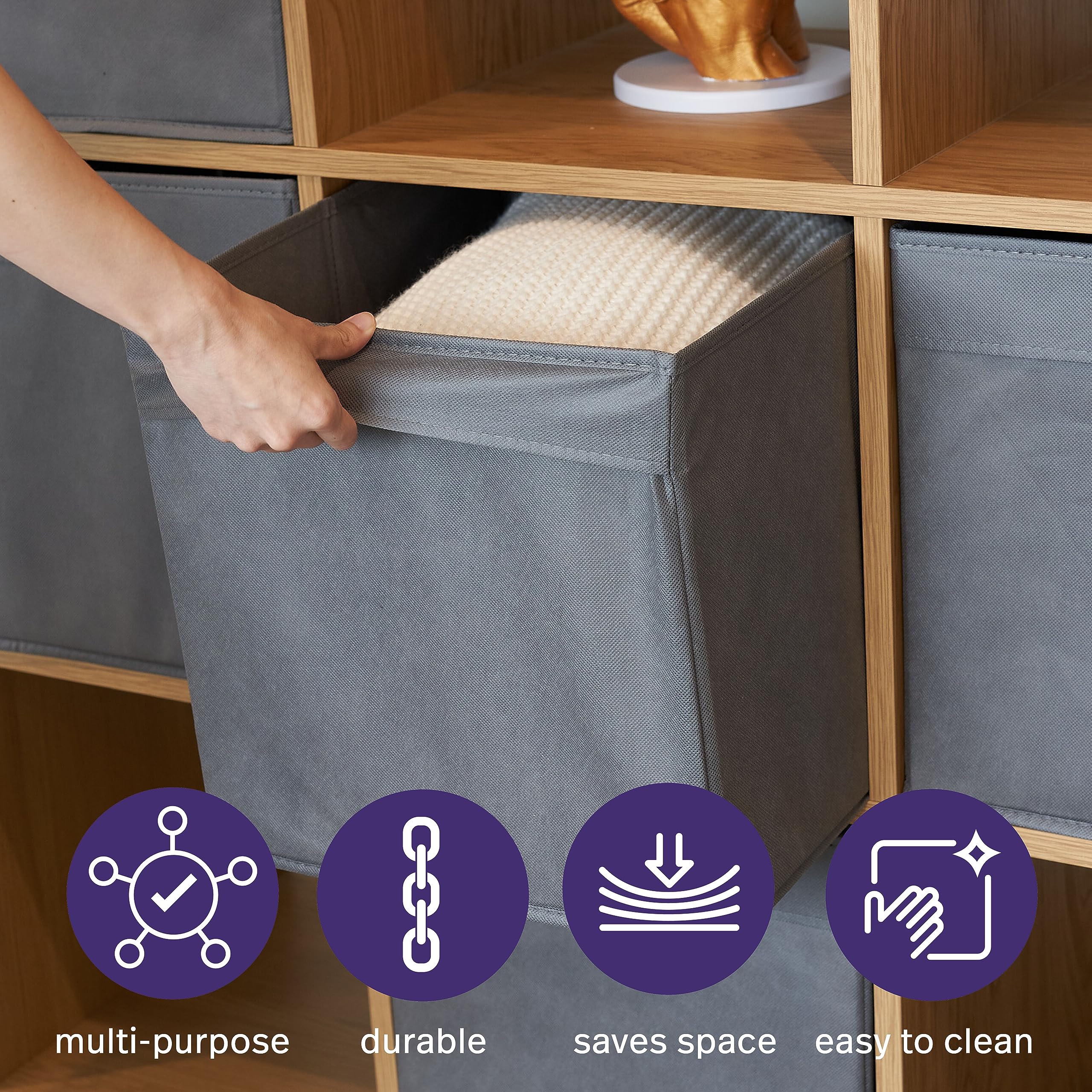 MATANA 8 Faltbare Würfel Aufbewahrungsboxen (28x28x28cm) - Faltbox Organizer für