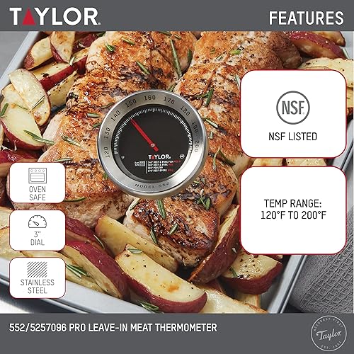 Miniatura 2 de Taylor Pro Series - Termómetro sin enjuague para carne, control de temperatura 120F a 200F, negro
