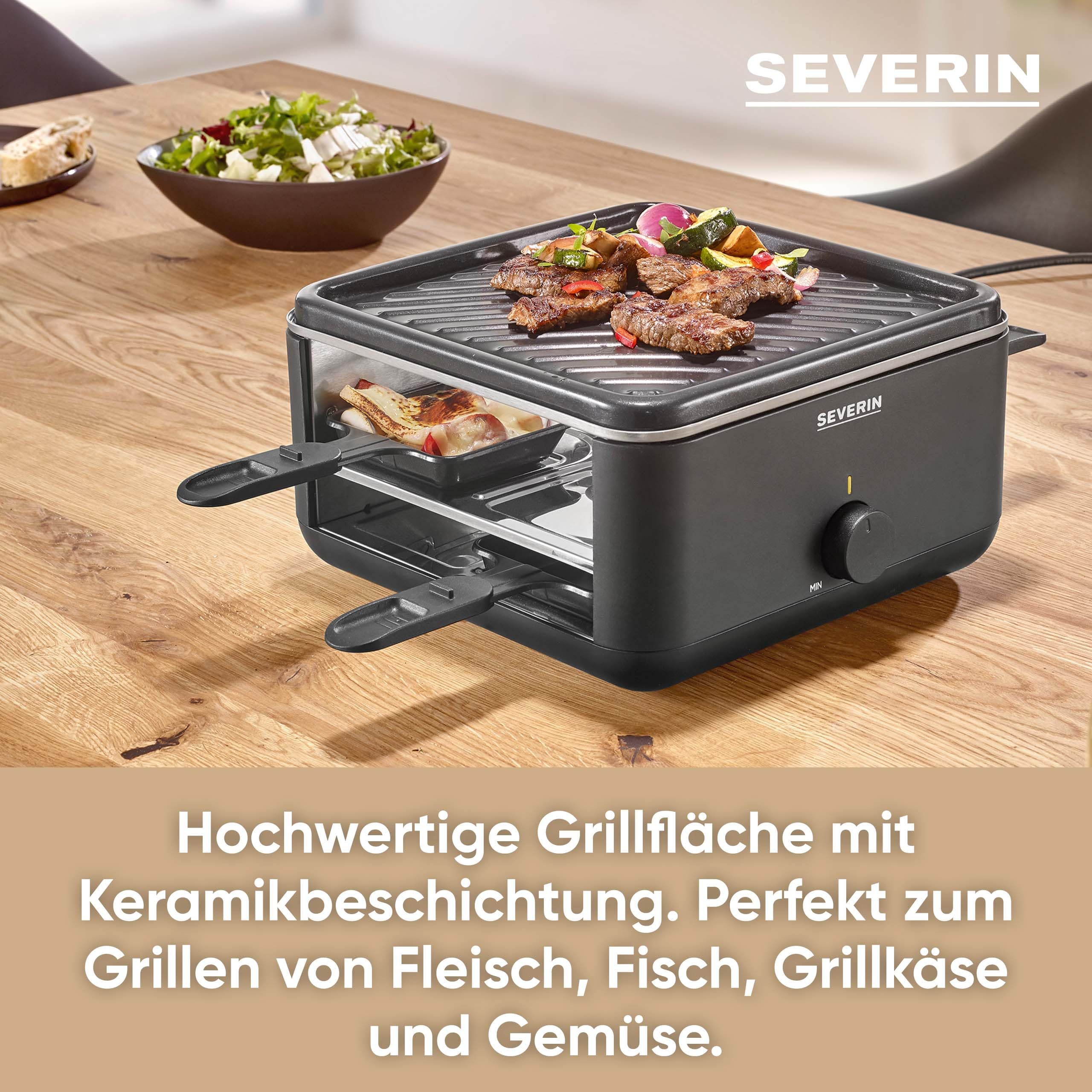 SEVERIN Mini Raclette-Grill 4 Personen 600W Black Line RG 2360