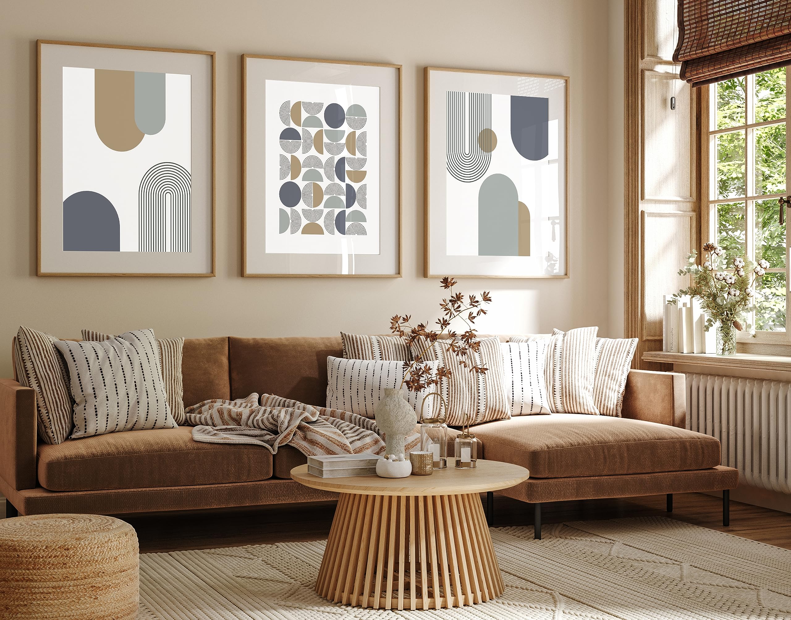 Abstract Geometric Shapes, Home Decor, Mid Century Modern Wall Art (A3)