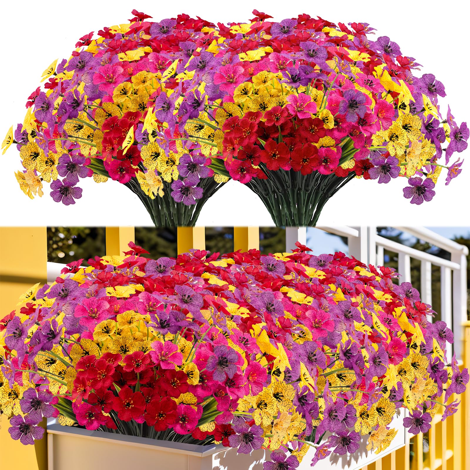 Kinisty 16 Bundles Outdoor Artificial Flowers UV Resistant