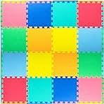ProSource Foam Puzzle Floor Play Mat for Kids and Babies with Solid Colors, 36 or 16 Interlocking Tiles with Borders, Assorted