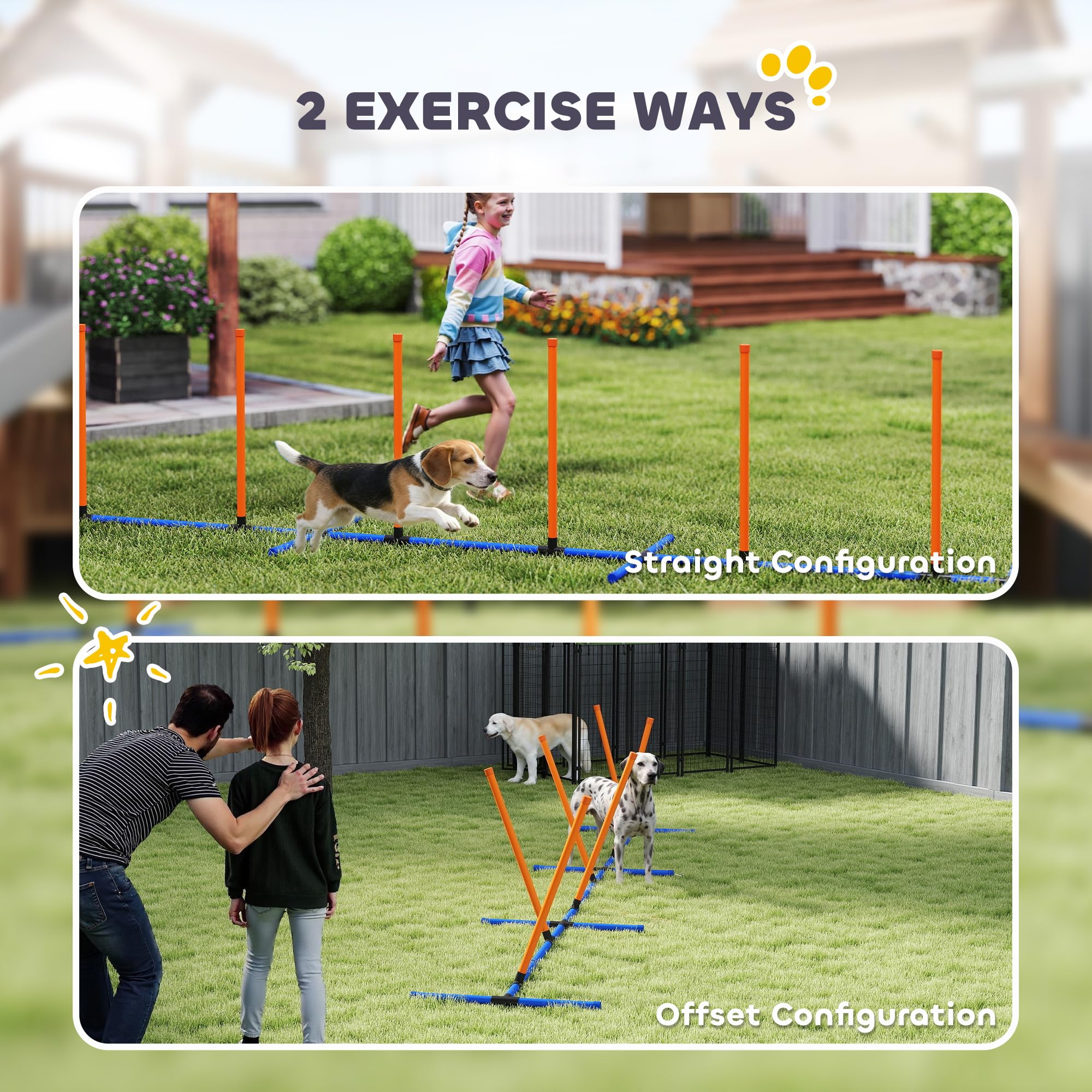 PawHut Adjustable Dog Agility Training Equipment, Dog Agility Course Backyard Set with Weaves Poles, Carry Bag and Ground Stakes for Pet Park Games Exercise - image 4