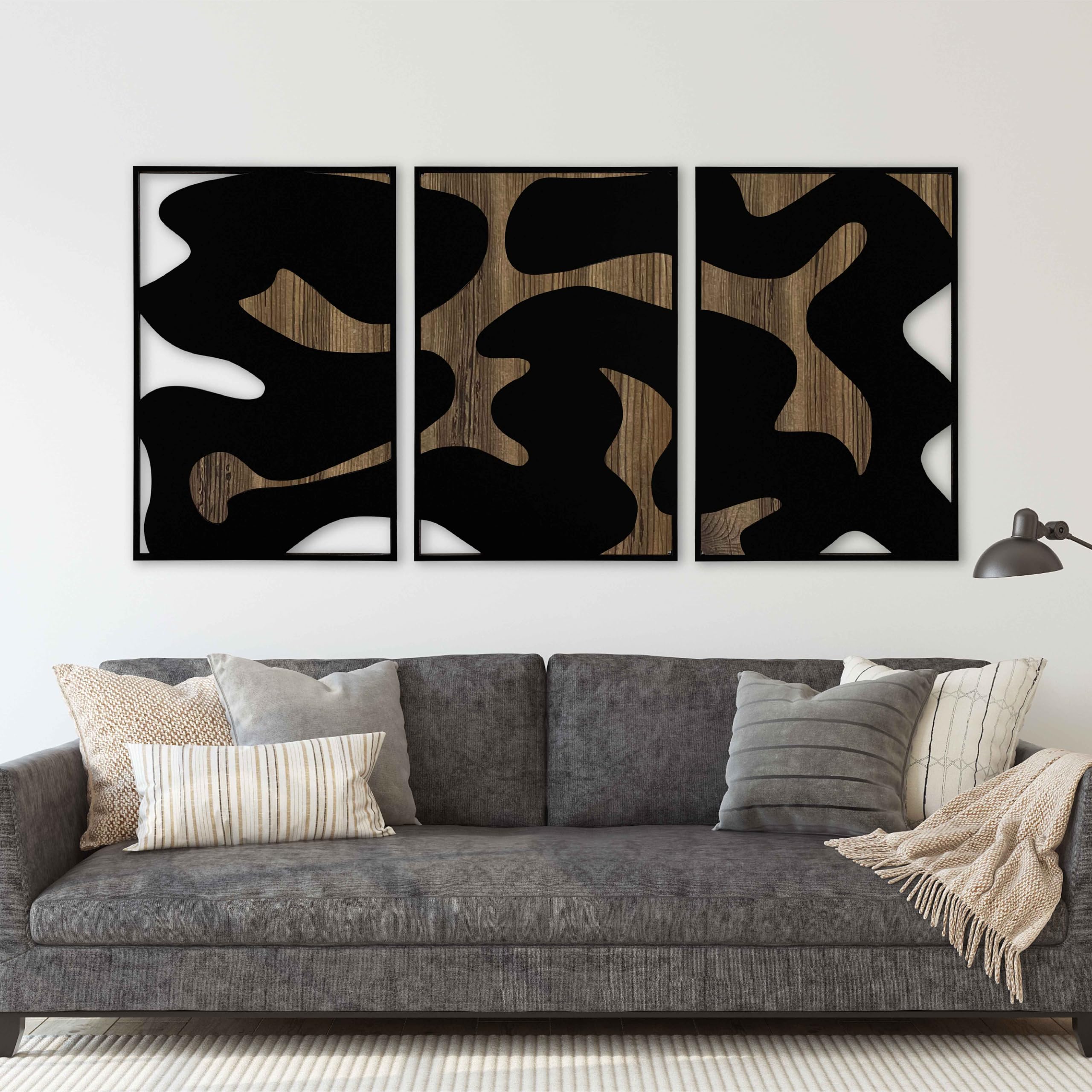 Einzigartige Wanddekoration mit moderner Holzwandkunst, abstrakte Holzwandpaneele mit neutraler und erdfarbener Textur, Boho-Heimdekoration, Geschenk für Wohnzimmer und Schlafzimmer