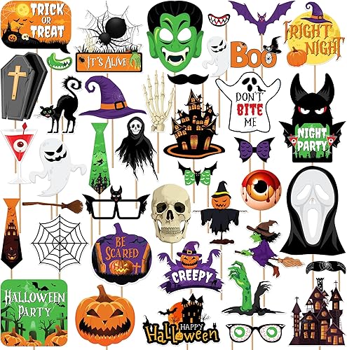 KatchOn, Accesorios aterradores para cabina de fotos de Halloween, paquete enorme de 40 | Accesorios de fotos de Halloween para decoraciones de