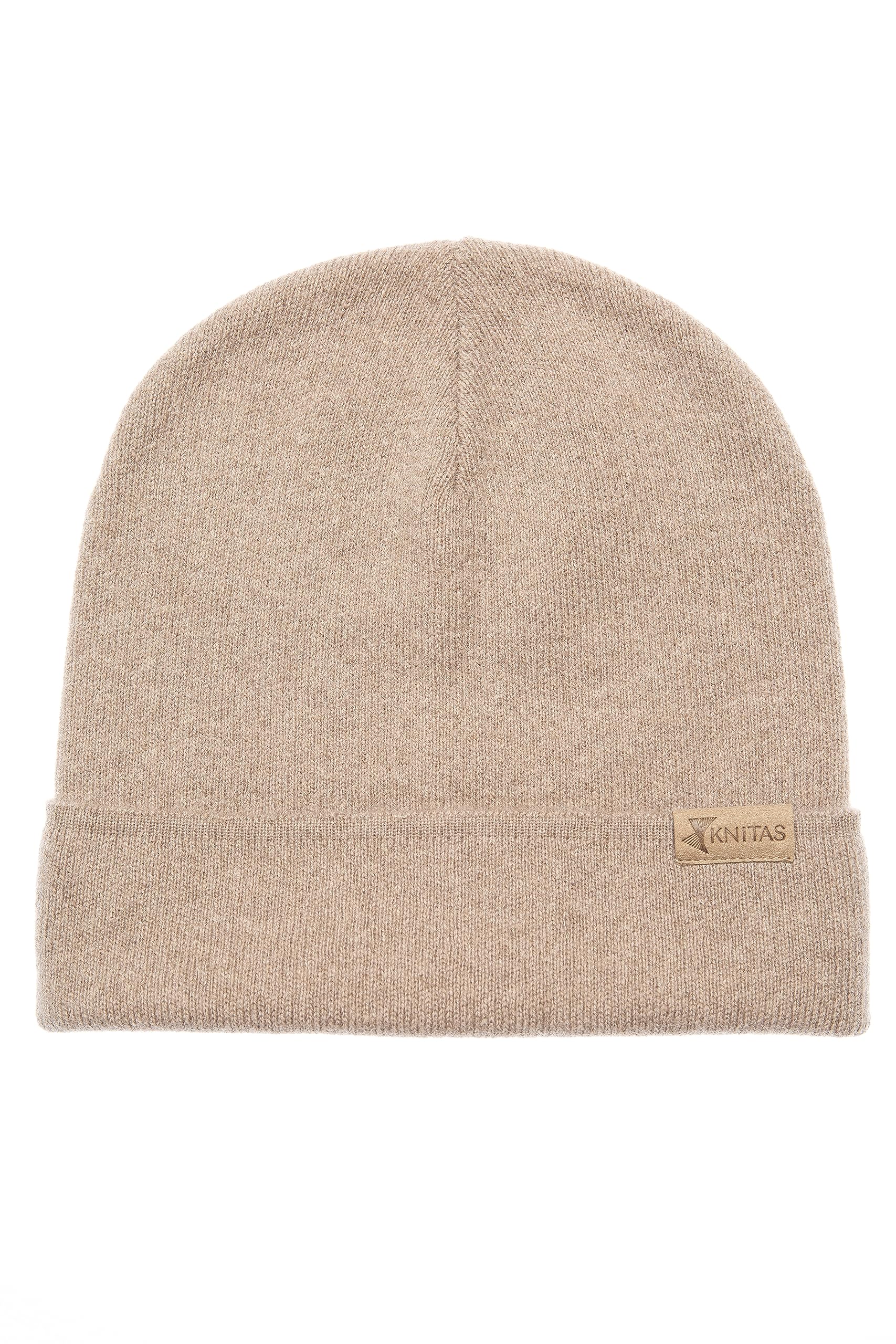 Einlagige Strickmütze aus Wolle für Kinder I Warme Gestrickte Wintermütze für Jungen und Mädchen I Beanie Mütze in der Farbe Beige - Größe 50-54cm