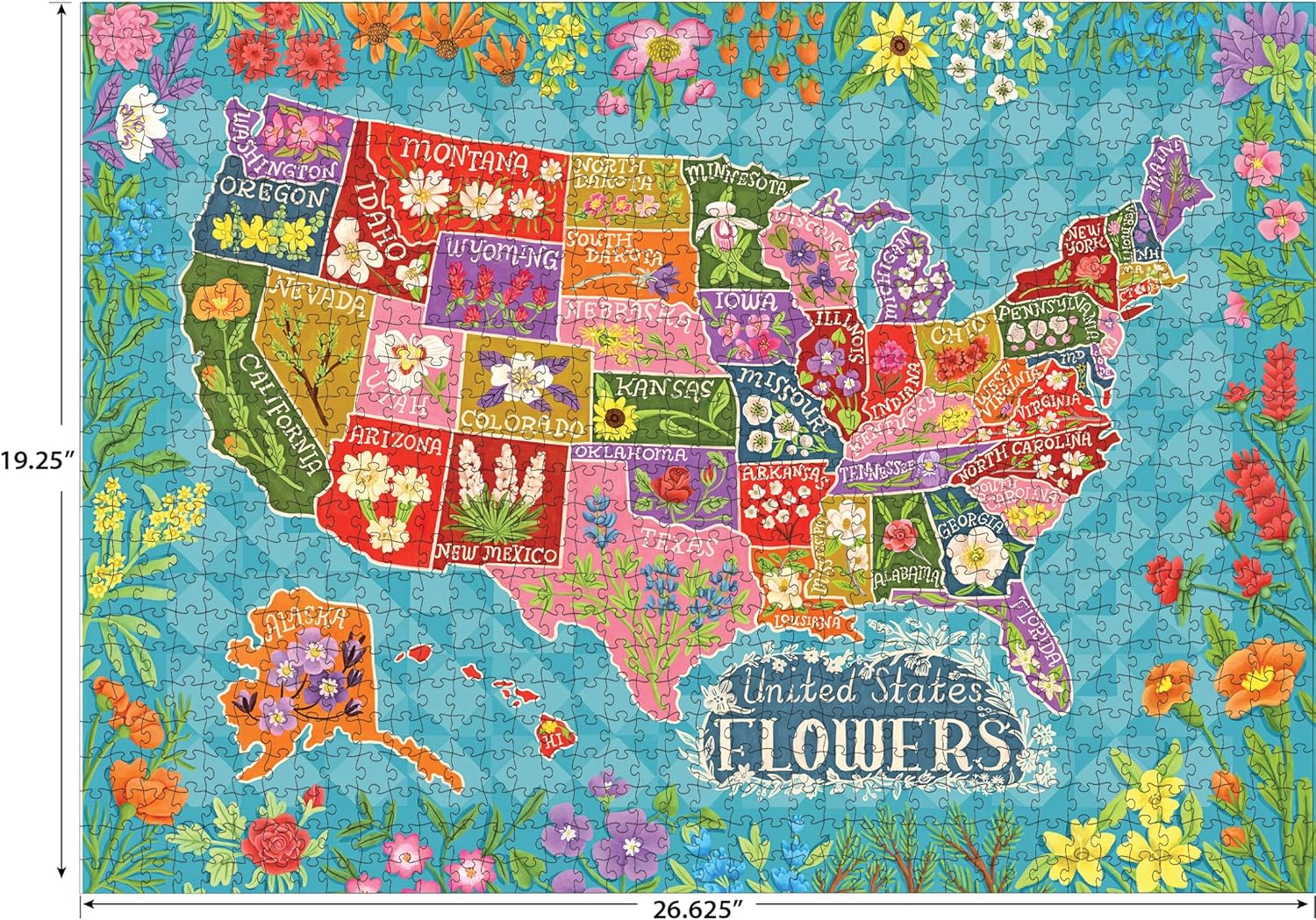 RoseArt - Soft Touch - Flower Map - 1000 Piece Jigsaw Puzzle for Adults