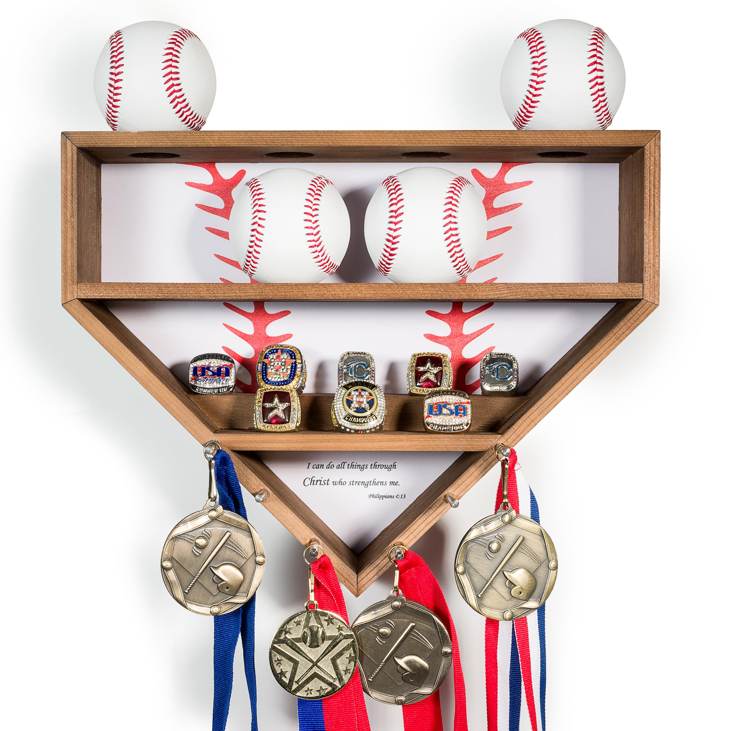 Display Racks For Softball Rings Softball Ring Holder 12-in-1 Baseball Display Case - Walnut Wood Wall ...